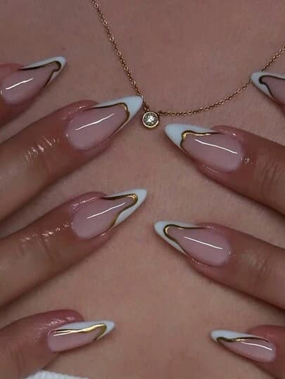 Red French Tip Almond Press-On Nails - 24pcs main product photo - Press-On Nails at ShopKaar