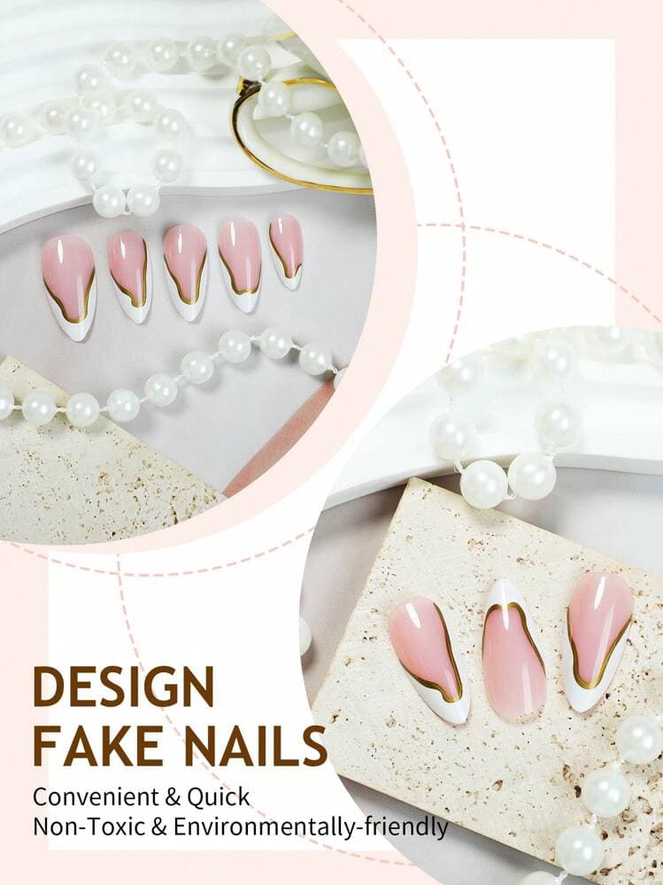 Red French Tip Almond Press-On Nails - 24pcs detail photo 4 - Press-On Nails at ShopKaar
