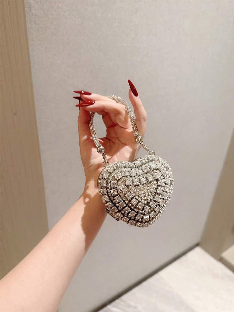 Rhinestone Heart Mini Clutch Bag detail photo 4 - Evening Bags at ShopKaar