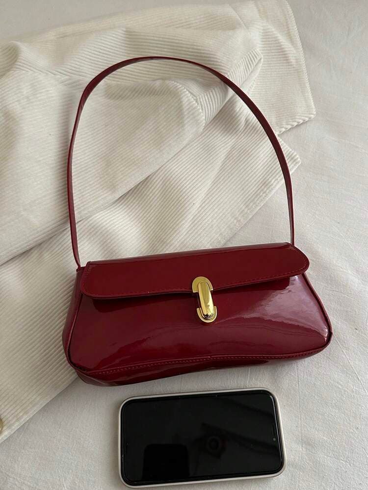 Retro Faux Leather Underarm Shoulder Bag detail photo 4 - Shoulder Bags at ShopKaar