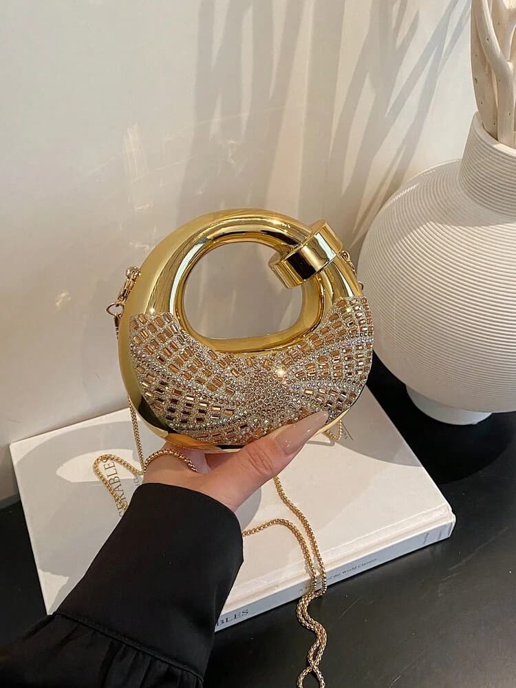 Acrylic Crescent Moon Clutch Bag with Chain detail photo 2 - Mini Bags at ShopKaar