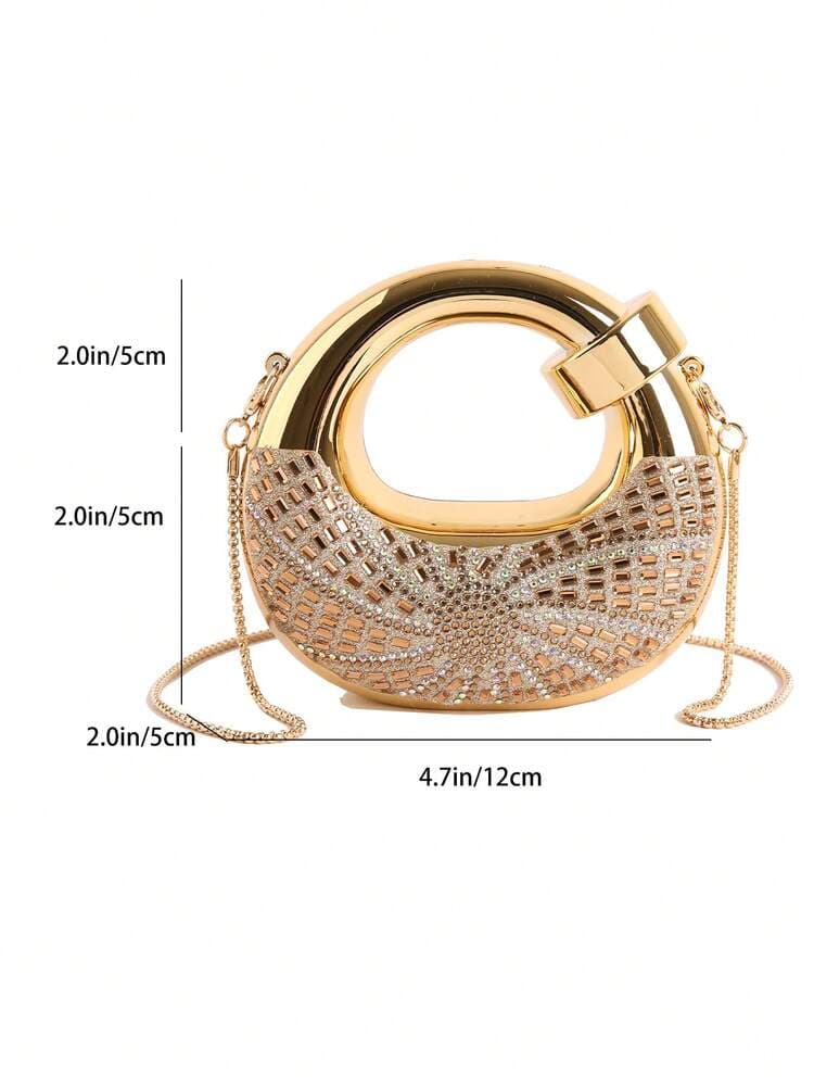 Acrylic Crescent Moon Clutch Bag with Chain detail photo 3 - Mini Bags at ShopKaar