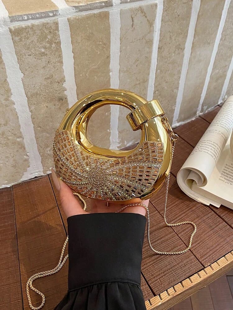 Acrylic Crescent Moon Clutch Bag with Chain detail photo 8 - Mini Bags at ShopKaar