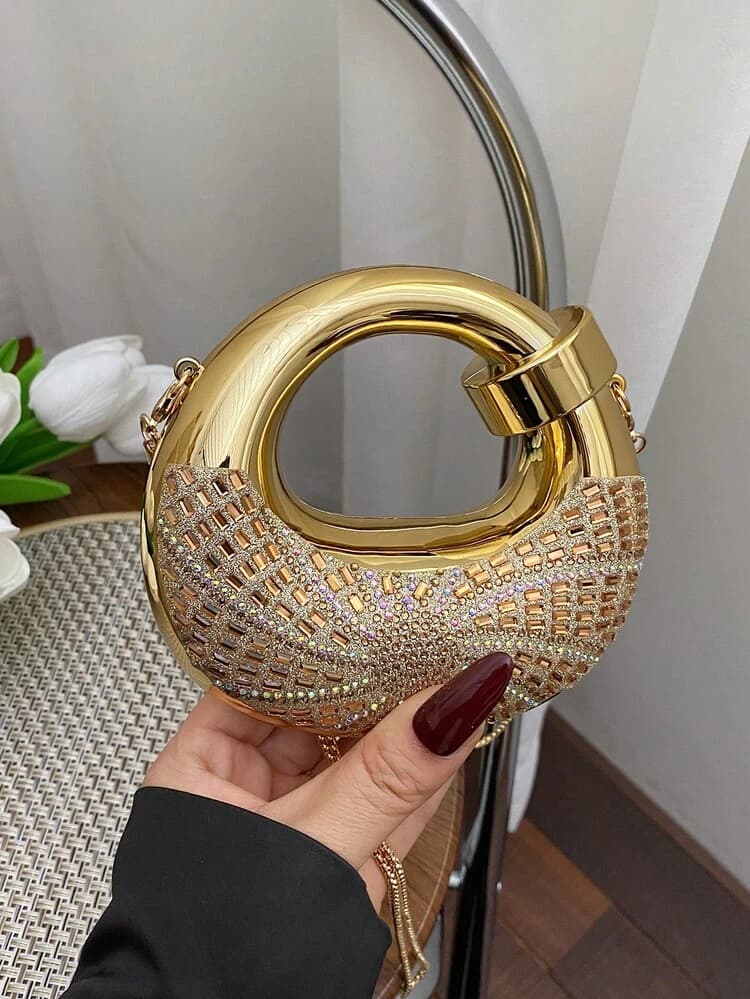 Acrylic Crescent Moon Clutch Bag with Chain detail photo 11 - Mini Bags at ShopKaar