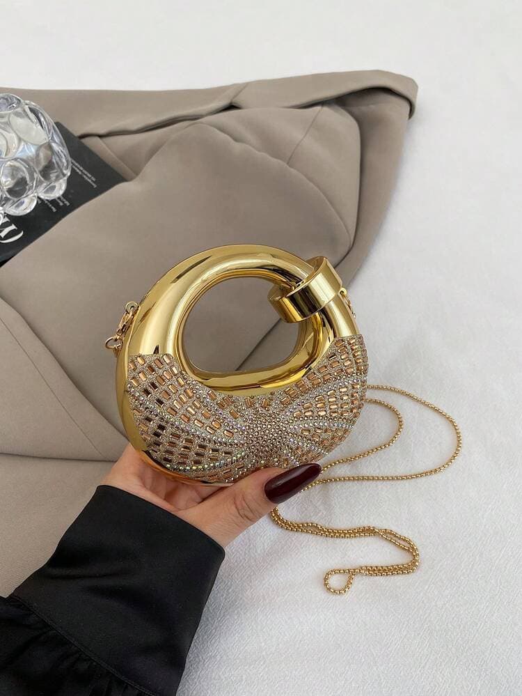 Acrylic Crescent Moon Clutch Bag with Chain detail photo 12 - Mini Bags at ShopKaar