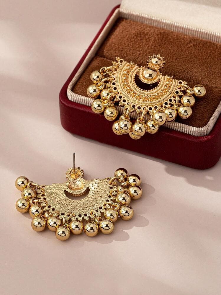 Bohemian Fan Tassel Drop Earrings detail photo 3 - Earrings at ShopKaar