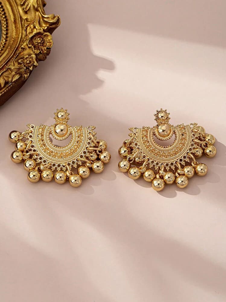 Bohemian Fan Tassel Drop Earrings detail photo 6 - Earrings at ShopKaar