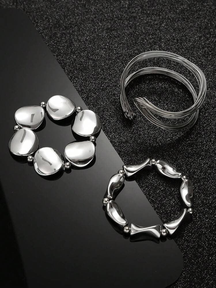 Asymmetrical Bracelet and Bangle Set - 3pcs detail photo 5 - Bracelets at ShopKaar