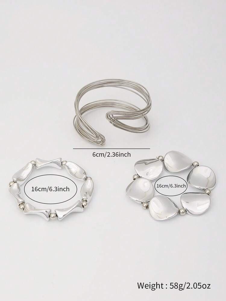 Asymmetrical Bracelet and Bangle Set - 3pcs detail photo 6 - Bracelets at ShopKaar