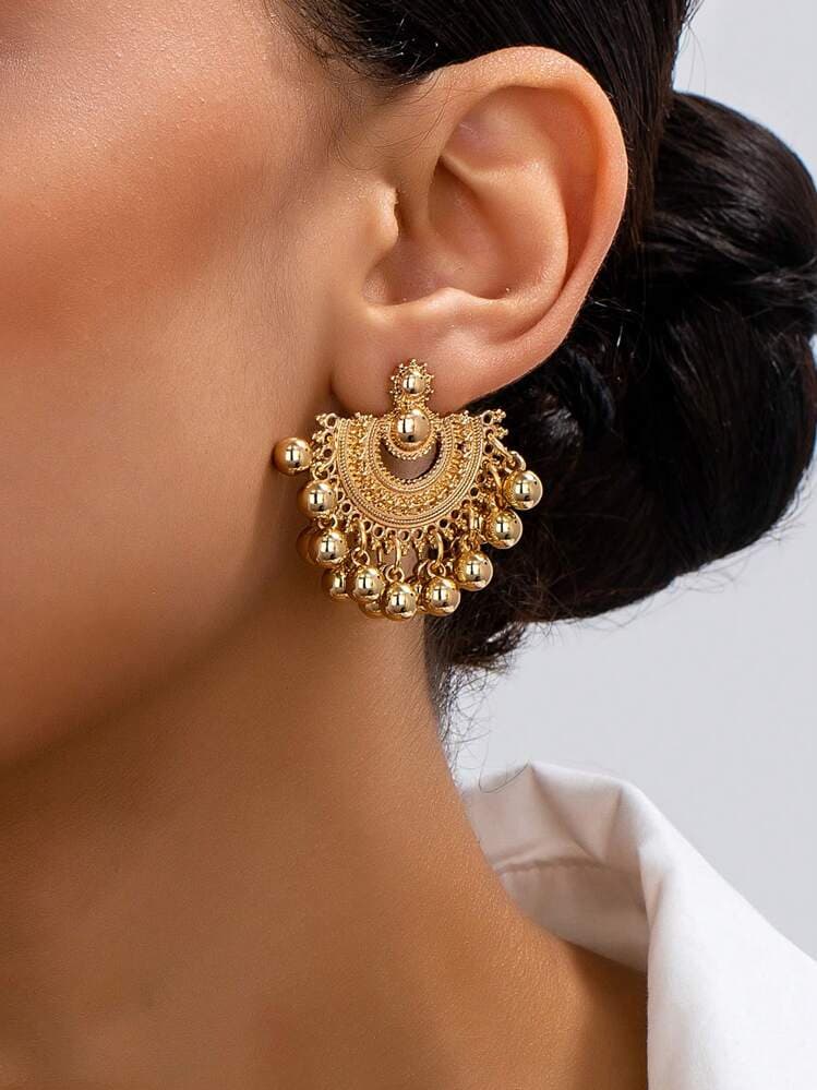 Bohemian Fan Tassel Drop Earrings detail photo 14 - Earrings at ShopKaar
