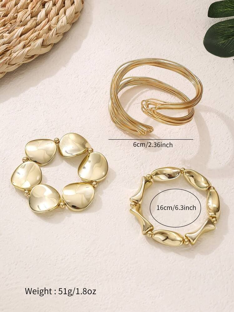 Asymmetrical Bracelet and Bangle Set - 3pcs detail photo 7 - Bracelets at ShopKaar