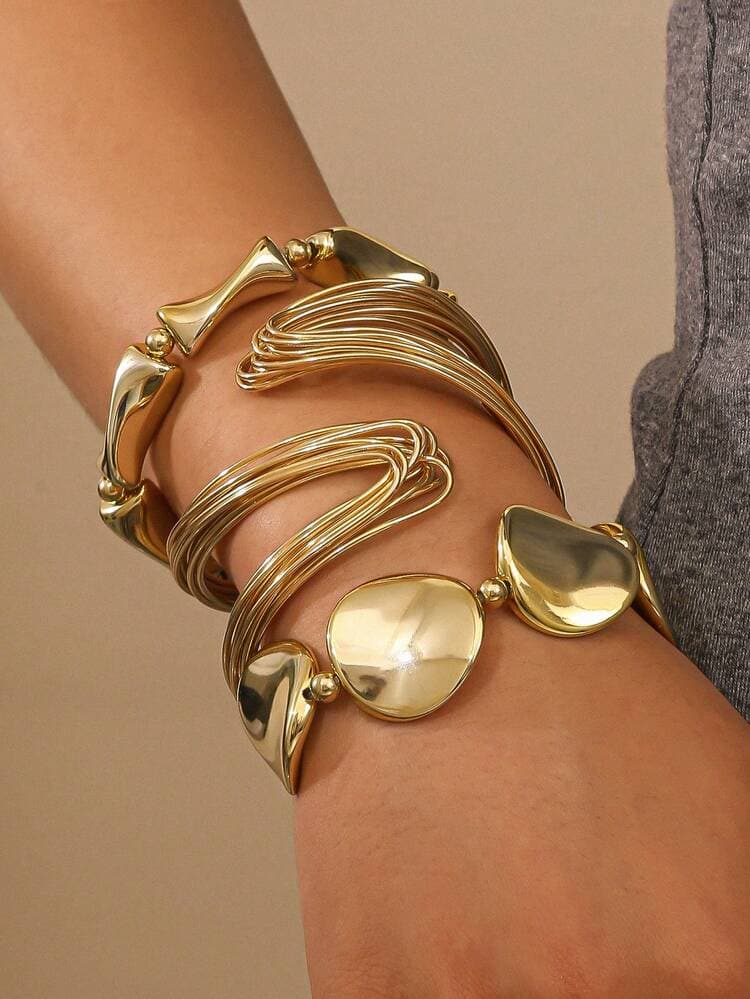 Asymmetrical Bracelet and Bangle Set - 3pcs detail photo 8 - Bracelets at ShopKaar