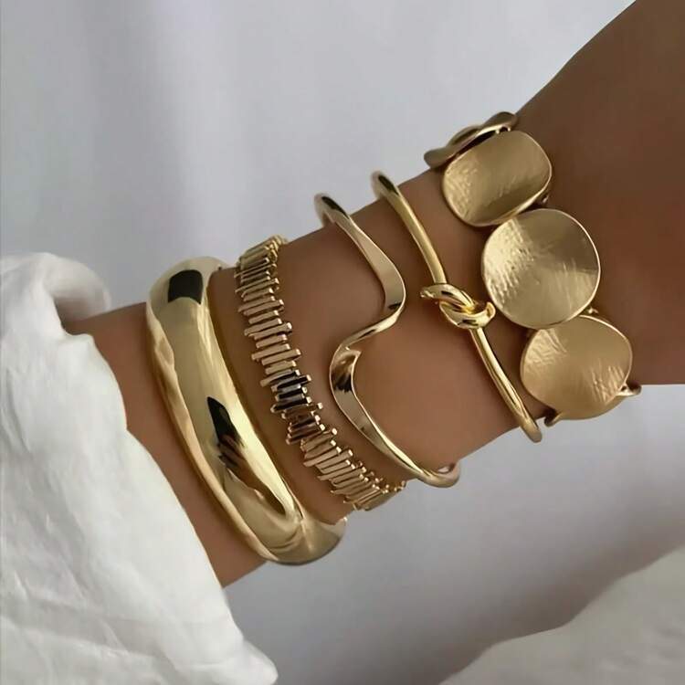 Asymmetrical Bracelet and Bangle Set - 3pcs detail photo 10 - Bracelets at ShopKaar