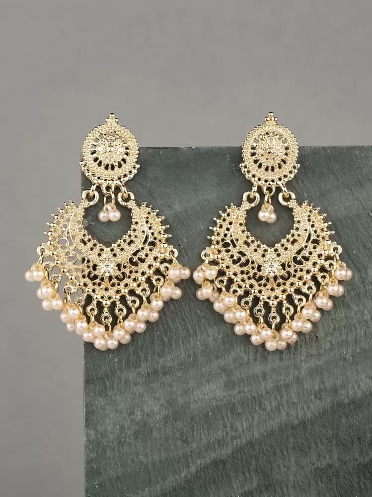 Faux Pearl Tassel Drop Earrings detail photo 7 - Earrings at ShopKaar