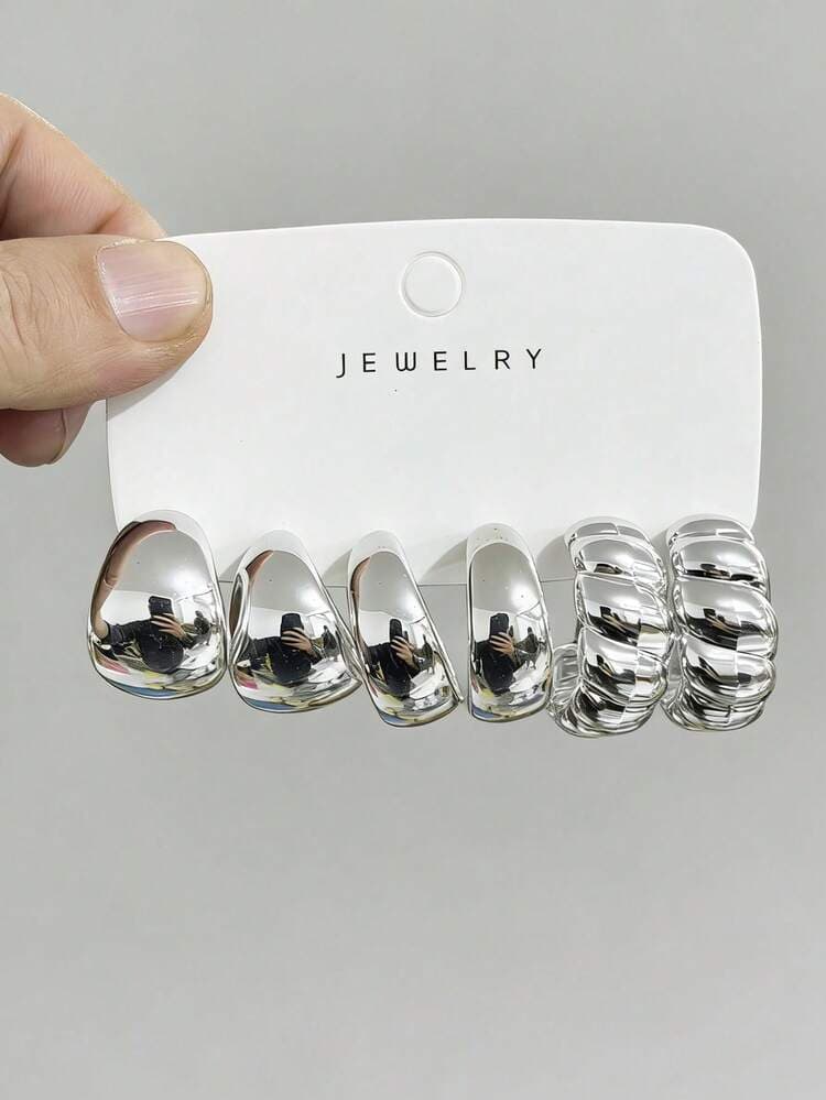 Silver Tone Fashion Earring Set detail photo 5 - Earrings at ShopKaar