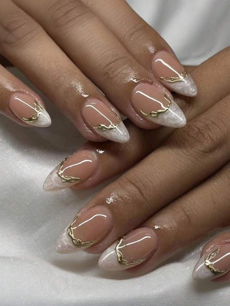 Gold Line French Almond Press-On Nails - 24pcs detail photo 2 - Press-On Nails at ShopKaar