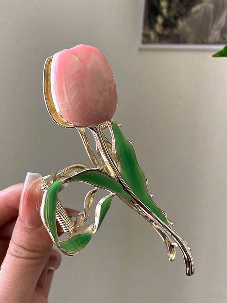 Faux Pearl Rose Hair Claw Clip detail photo 5 - Hair Clips at ShopKaar