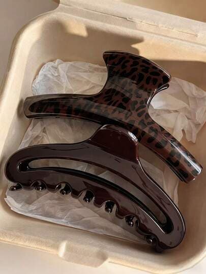 Brown Leopard Print Large Hair Claw Clips main product photo - Hair Clips at ShopKaar