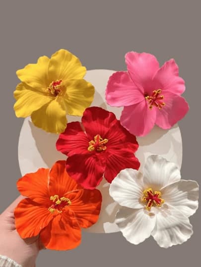 Hawaiian Plumeria Foam Flower Hair Clips - 5pcs detail photo 2 - Hair Clips at ShopKaar