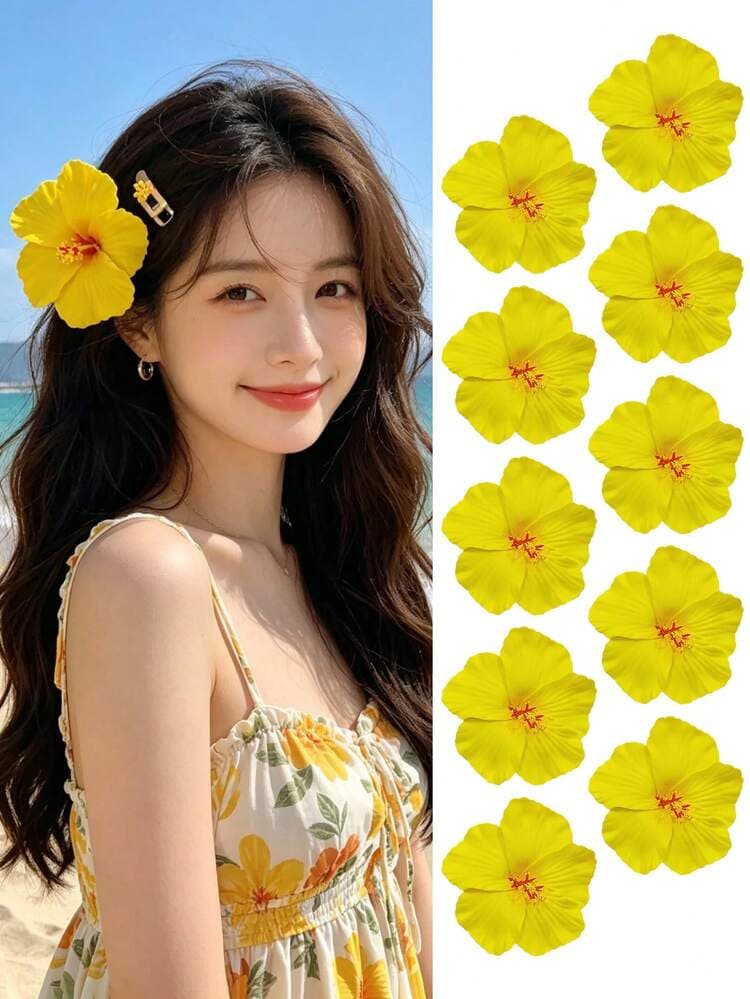 Hawaiian Plumeria Foam Flower Hair Clips - 5pcs detail photo 13 - Hair Clips at ShopKaar