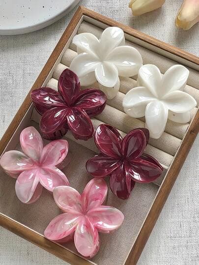 Gradient Marble Print Hair Claw Clips - 6pcs main product photo - Hair Clips at ShopKaar