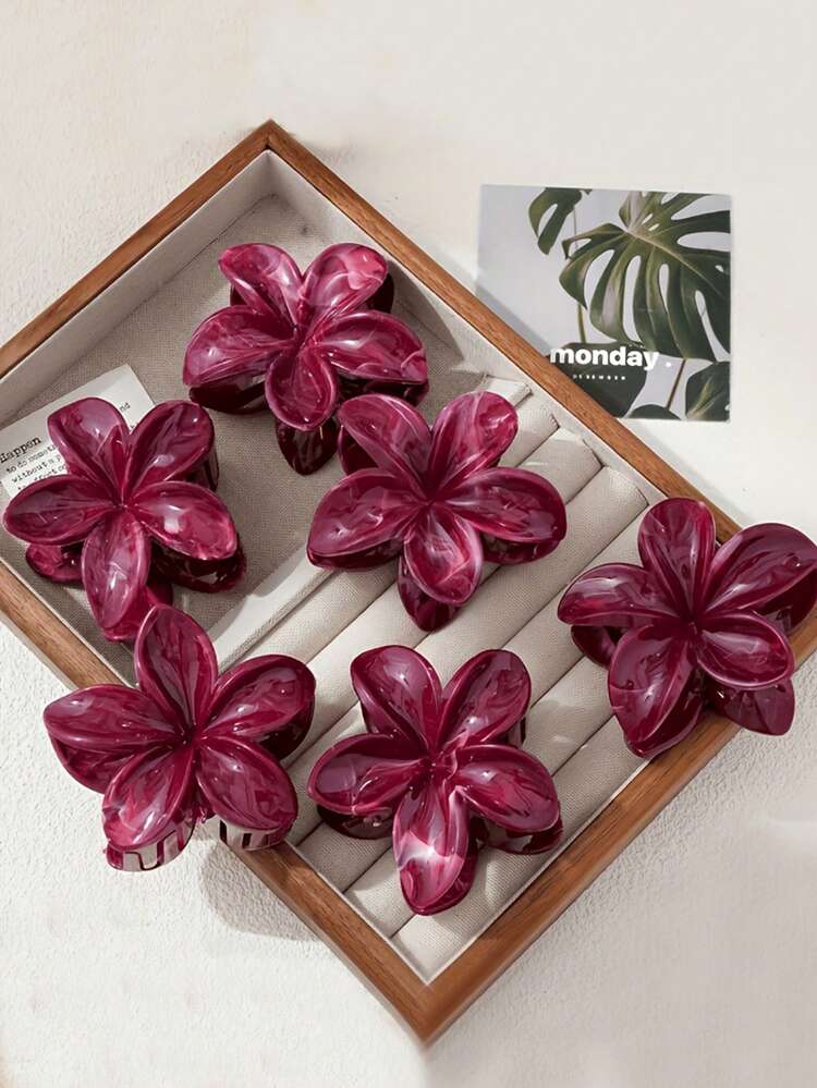 Gradient Marble Print Hair Claw Clips - 6pcs detail photo 14 - Hair Clips at ShopKaar