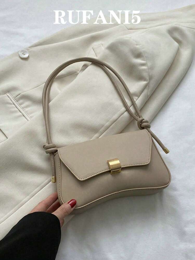 Cream Vintage Flap PU Shoulder Bag detail photo 2 - Shoulder Bags at ShopKaar