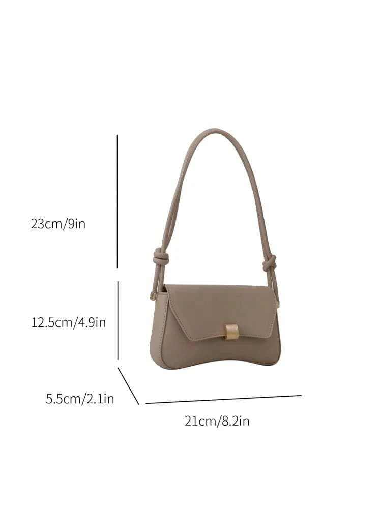 Cream Vintage Flap PU Shoulder Bag detail photo 7 - Shoulder Bags at ShopKaar
