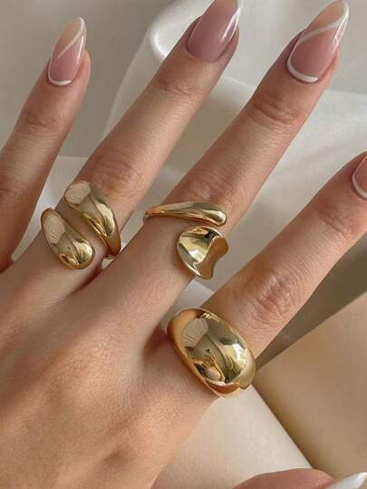 Adjustable Hip-Hop Style Rings Set - 3pcs main product photo - Rings at ShopKaar