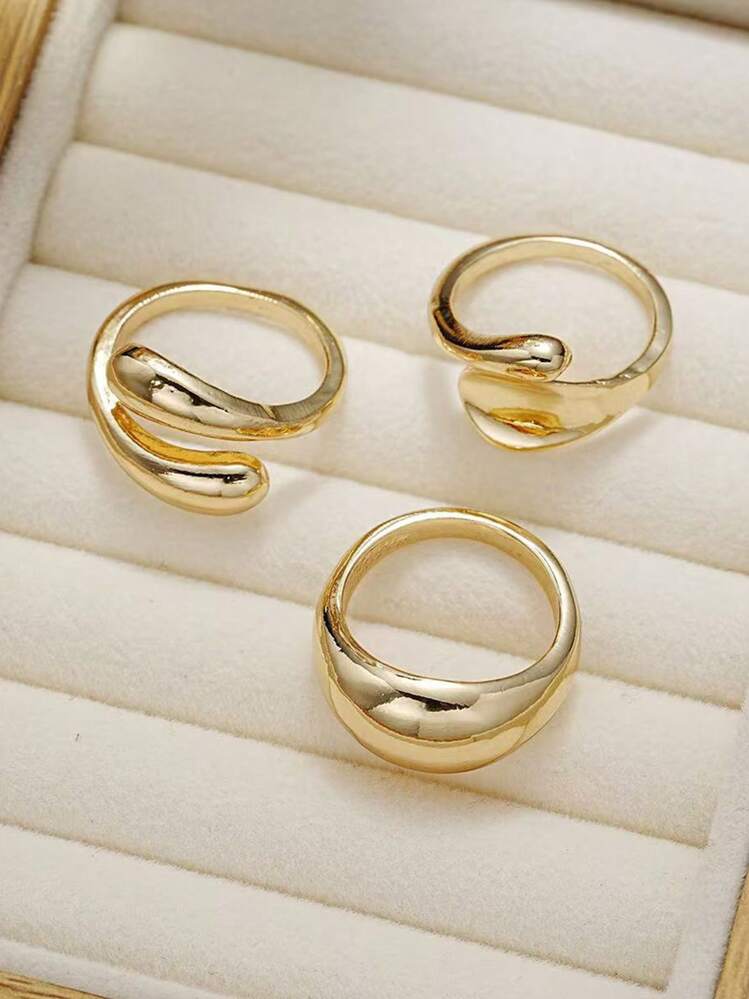 Adjustable Hip-Hop Style Rings Set - 3pcs detail photo 3 - Rings at ShopKaar