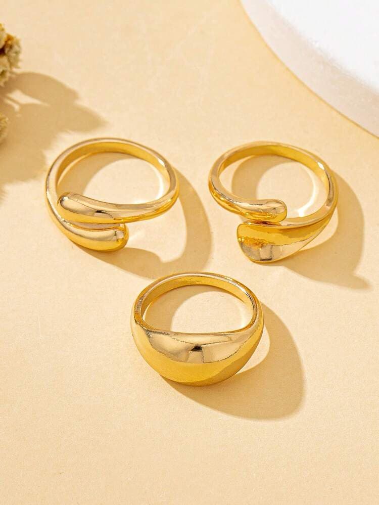 Adjustable Hip-Hop Style Rings Set - 3pcs detail photo 4 - Rings at ShopKaar