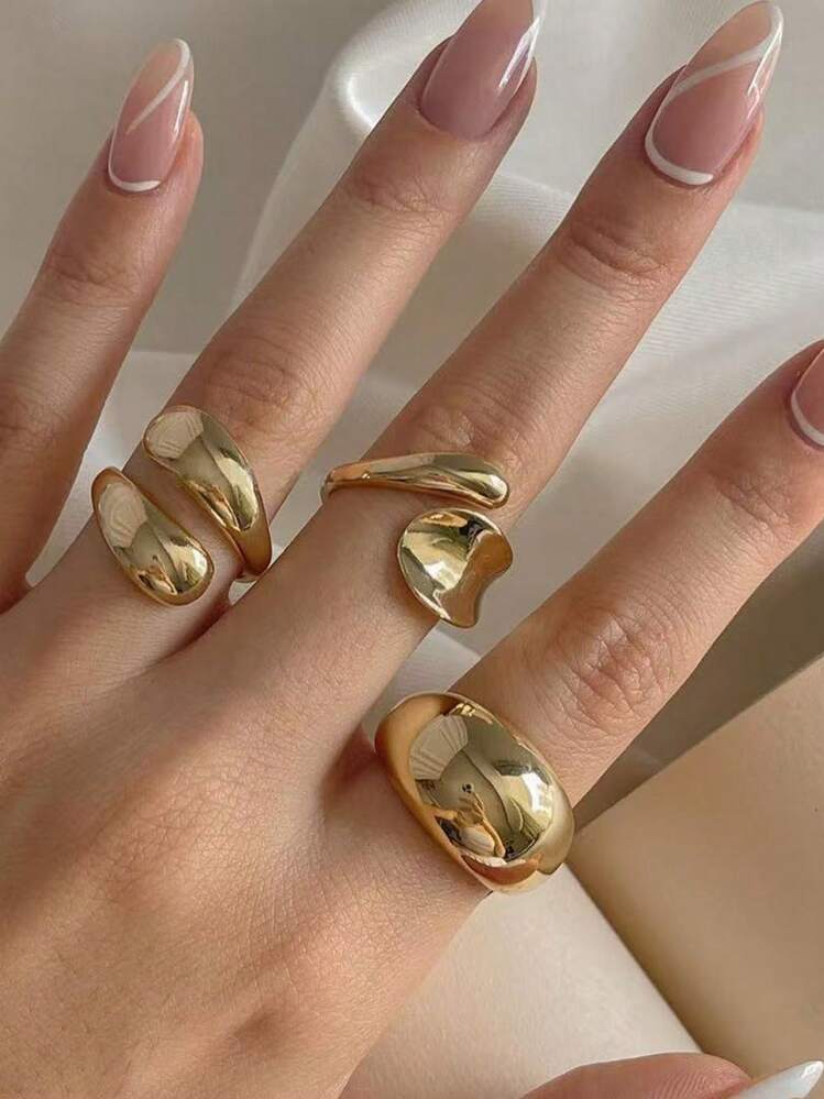 Adjustable Hip-Hop Style Rings Set - 3pcs detail photo 2 - Rings at ShopKaar