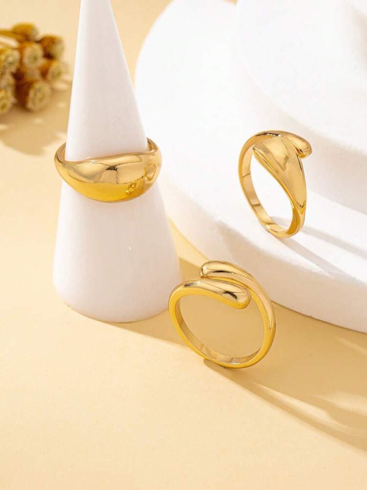 Adjustable Hip-Hop Style Rings Set - 3pcs detail photo 6 - Rings at ShopKaar