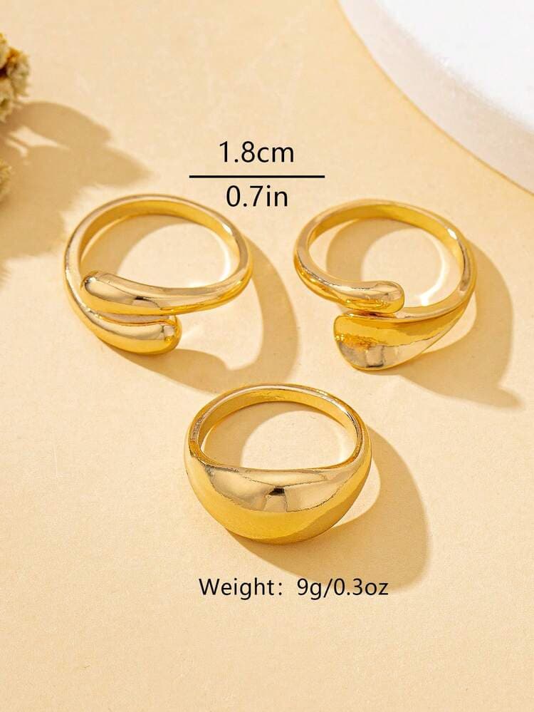 Adjustable Hip-Hop Style Rings Set - 3pcs detail photo 7 - Rings at ShopKaar