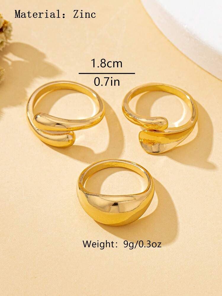 Adjustable Hip-Hop Style Rings Set - 3pcs detail photo 9 - Rings at ShopKaar