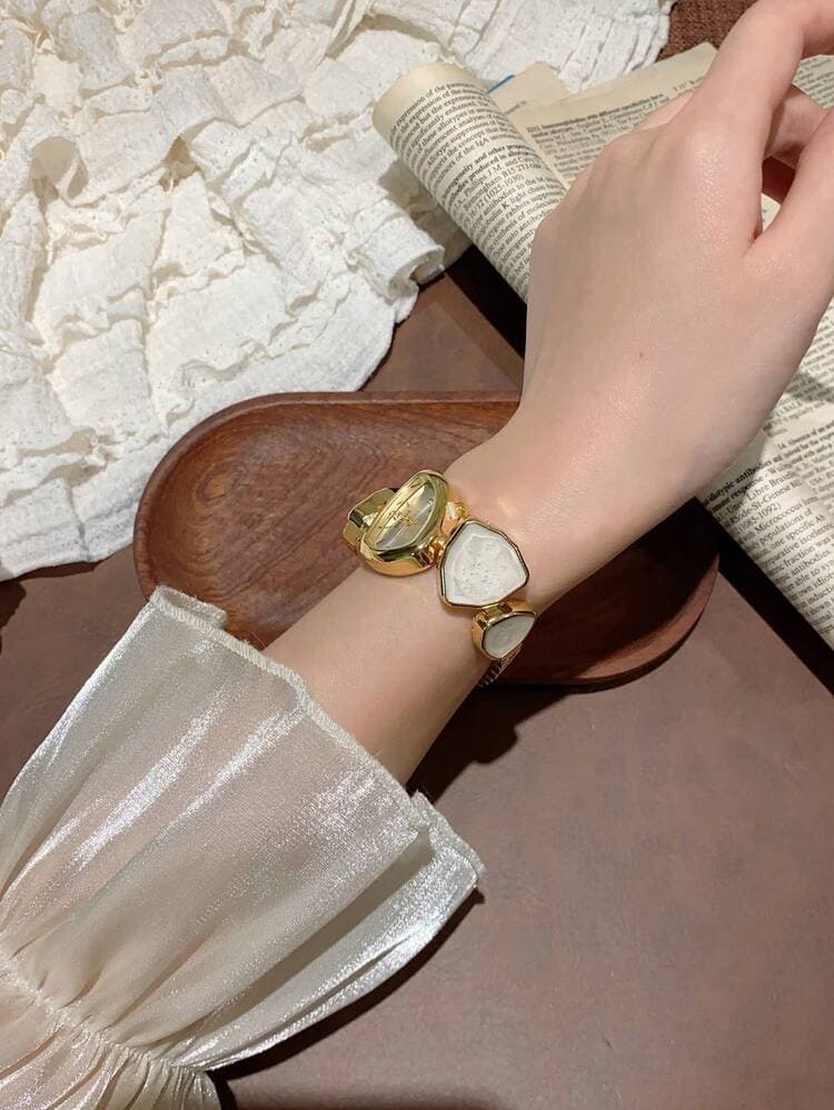 Gold Asymmetrical Bracelet Watch detail photo 3 - Watches at ShopKaar
