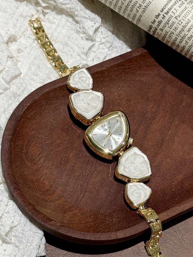 Gold Asymmetrical Bracelet Watch detail photo 6 - Watches at ShopKaar