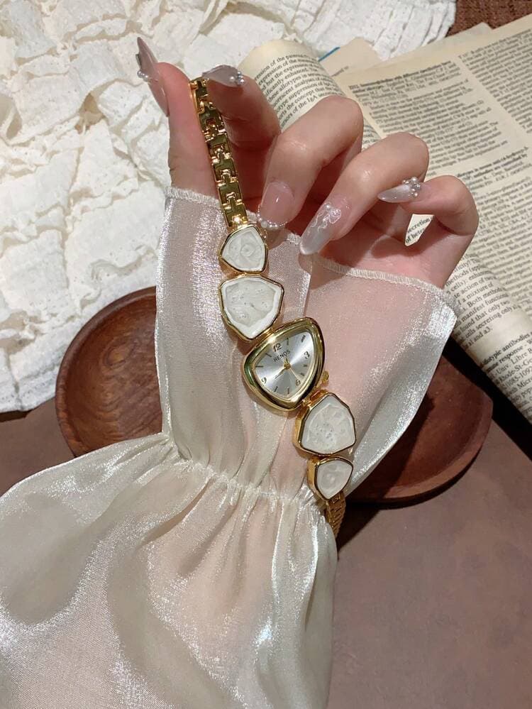 Gold Asymmetrical Bracelet Watch detail photo 8 - Watches at ShopKaar