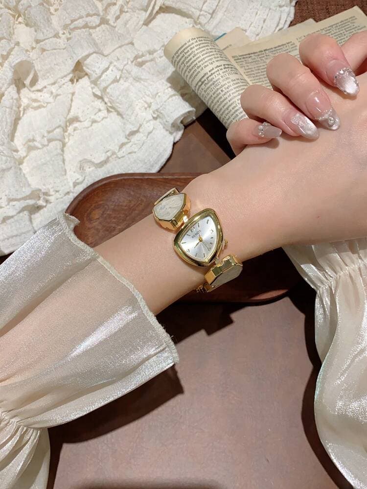 Gold Asymmetrical Bracelet Watch detail photo 9 - Watches at ShopKaar