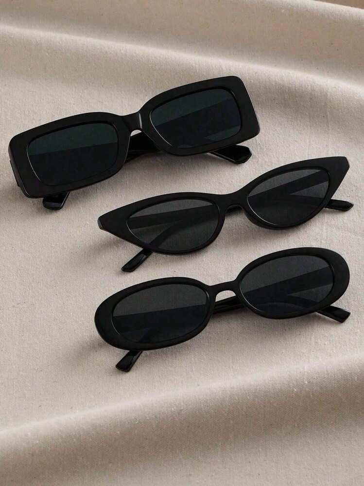 Square Triangle Frame Fashion Glasses - 3 Pairs detail photo 2 - Eyewear at ShopKaar