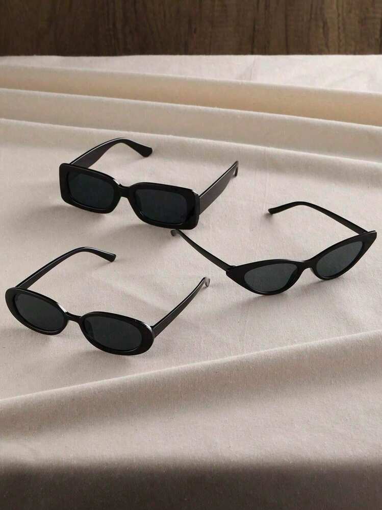 Square Triangle Frame Fashion Glasses - 3 Pairs detail photo 3 - Eyewear at ShopKaar