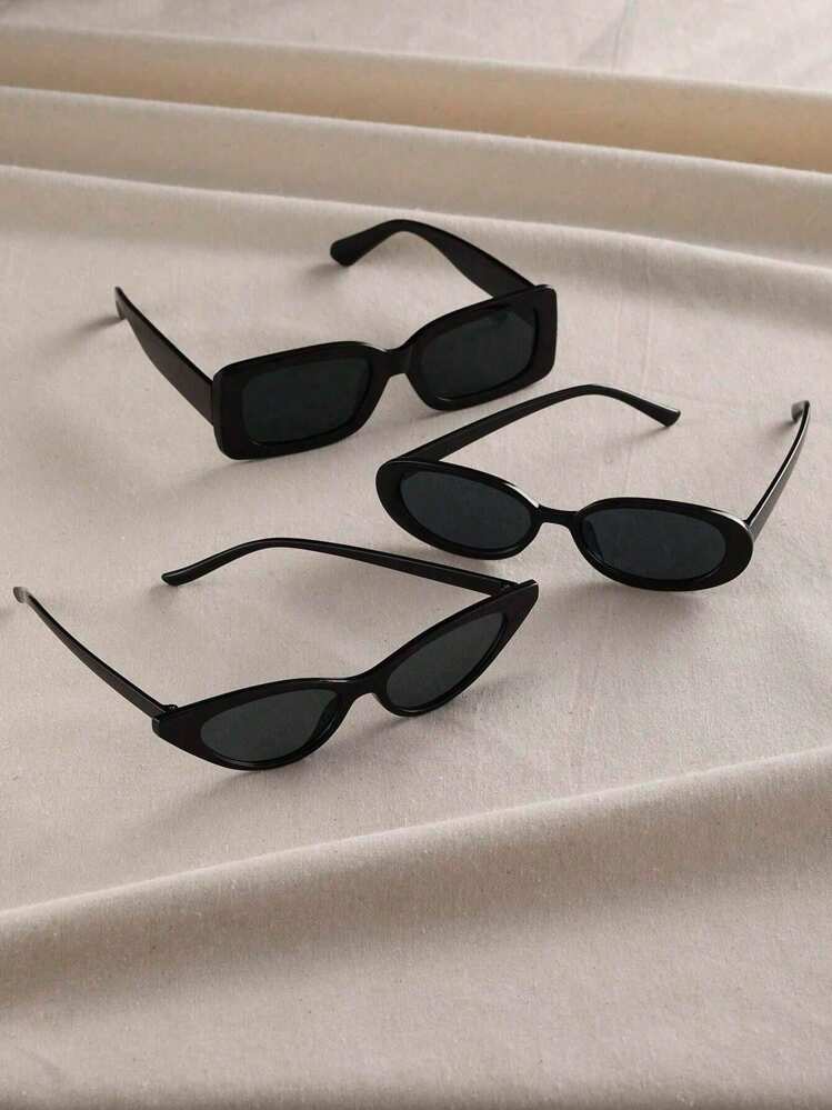 Square Triangle Frame Fashion Glasses - 3 Pairs detail photo 4 - Eyewear at ShopKaar