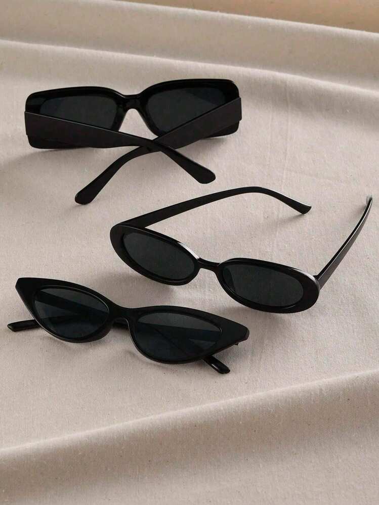Square Triangle Frame Fashion Glasses - 3 Pairs detail photo 5 - Eyewear at ShopKaar