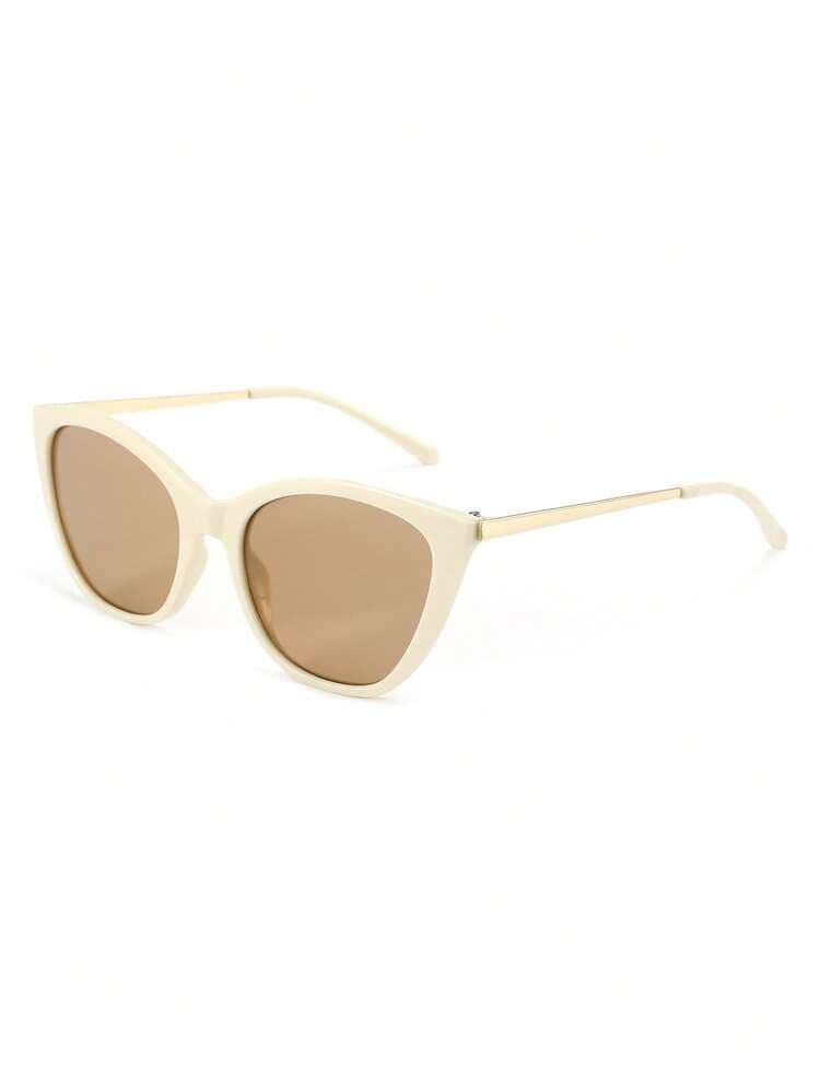 Women's Beige Cat Eye Metal Frame Glasses detail photo 3 - Eyewear at ShopKaar