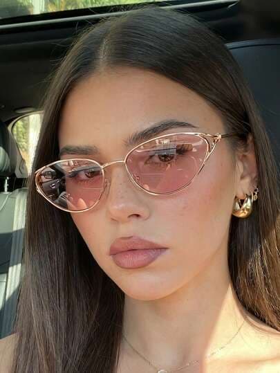Women's Rose Gold Cat Eye Metal Frame Glasses main product photo - Eyewear at ShopKaar
