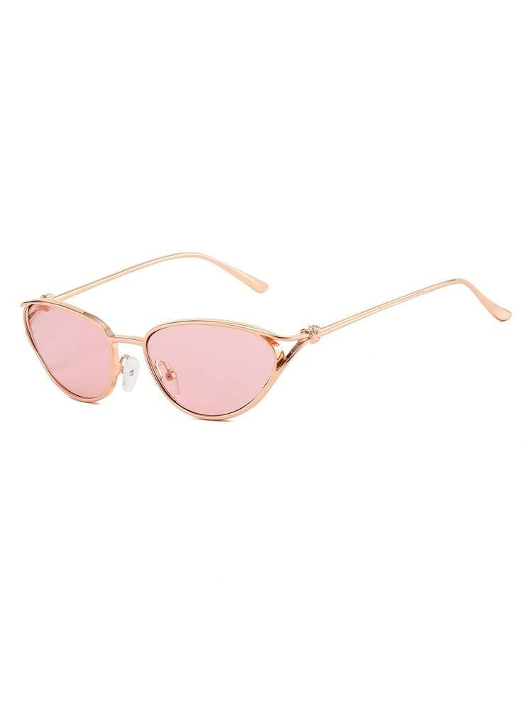 Women's Rose Gold Cat Eye Metal Frame Glasses detail photo 4 - Eyewear at ShopKaar