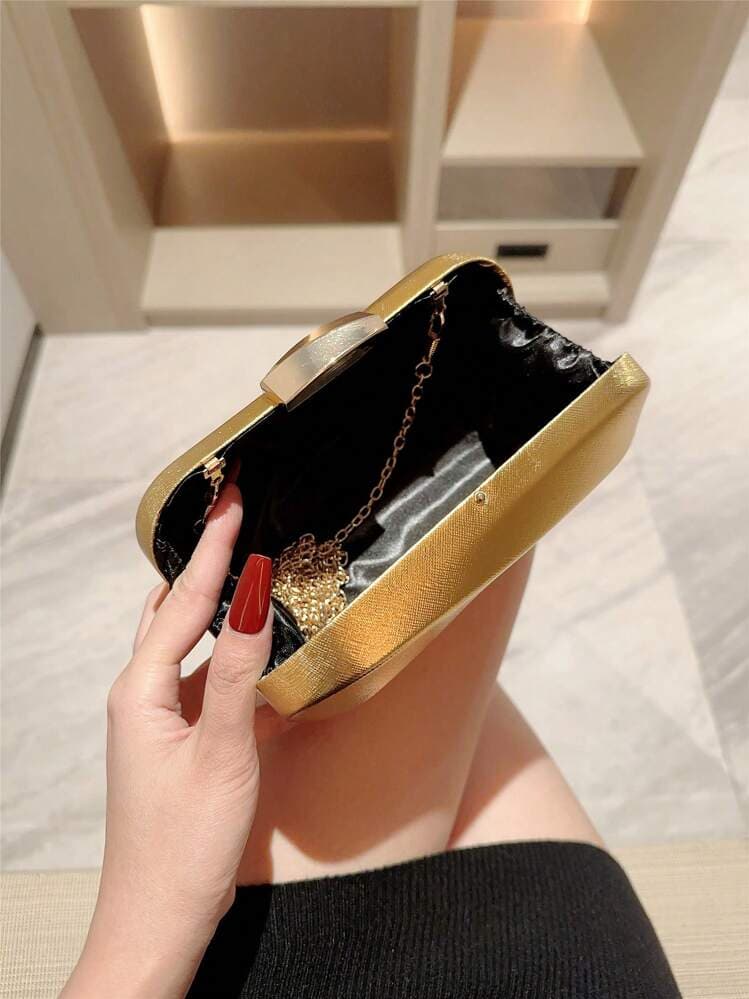 Minimalist Asymmetrical Box Clutch Bag detail photo 7 - Bags at ShopKaar
