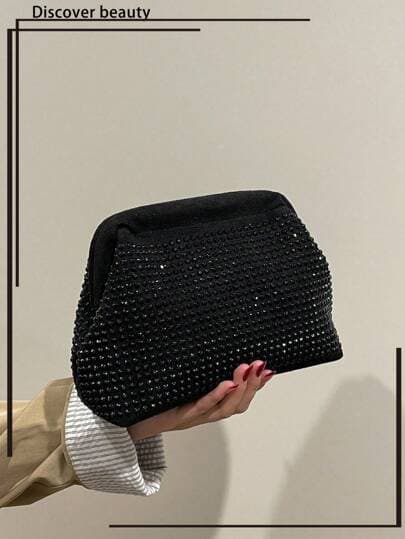 Black Rhinestone Sequin Evening Clutch Bag main product photo - Bags at ShopKaar