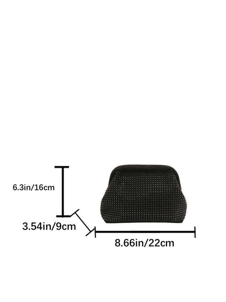 Black Rhinestone Sequin Evening Clutch Bag detail photo 12 - Bags at ShopKaar