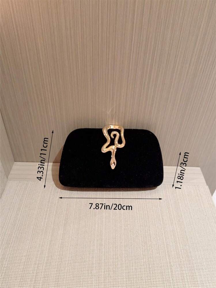 Gold Metallic Snakeskin Clutch Evening Bag detail photo 7 - Bags at ShopKaar